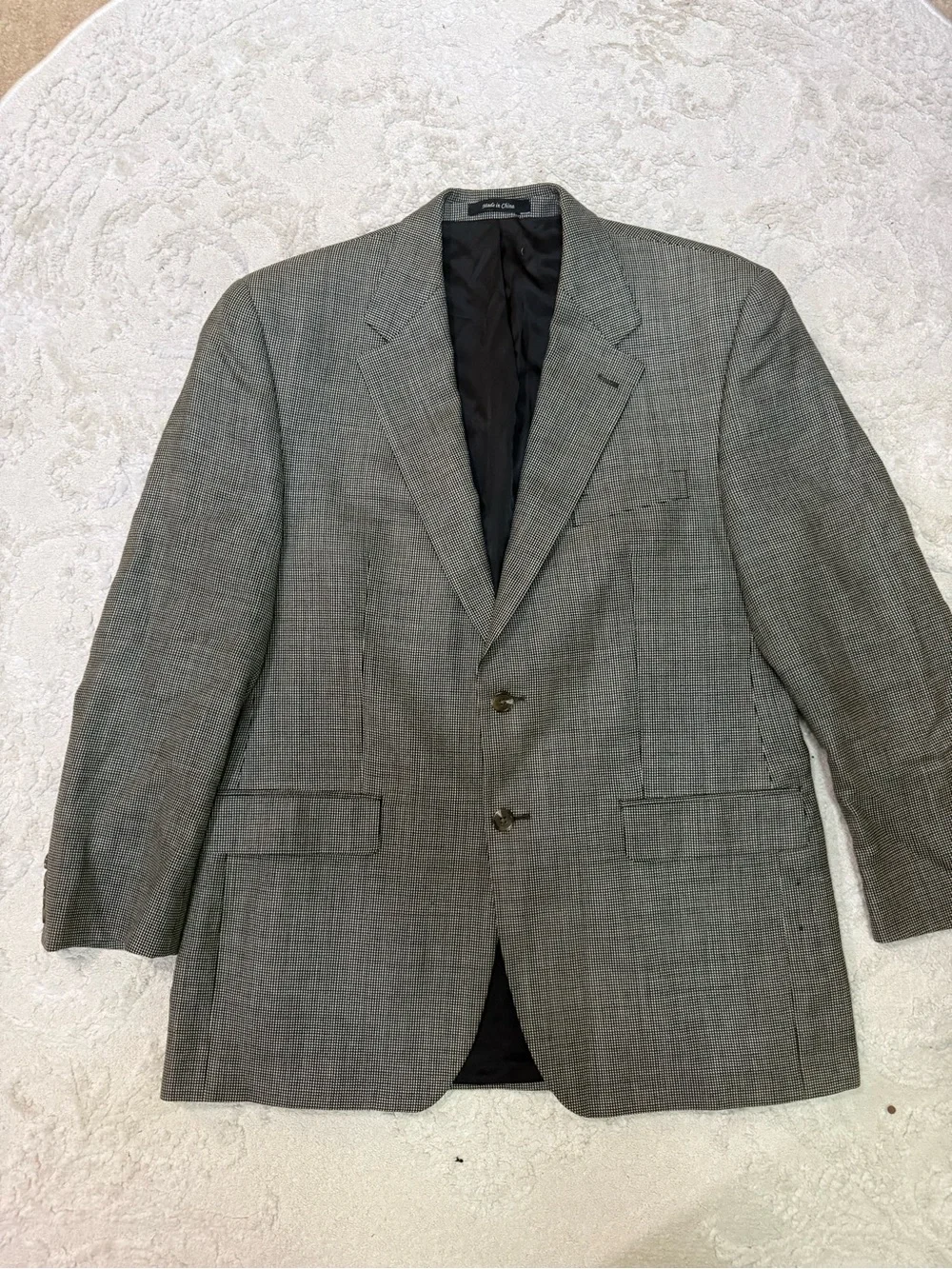 Lauren Ralph Lauren Silk Wool‎ Sport Coat Blazer 41R Black White Houndstooth